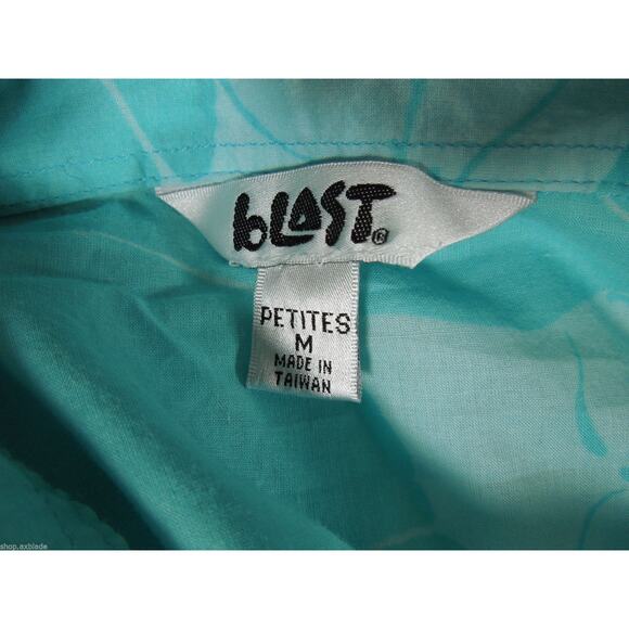 BLAST Shirt M MEDIUM Petites Womens Floral Print Button Down - Picture 5 of 6